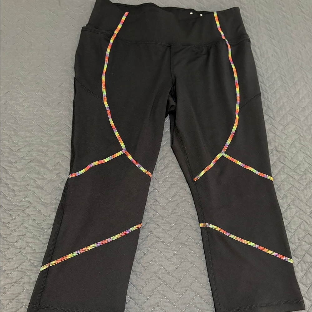 Livi Active Black Leggings with Colorful Trim